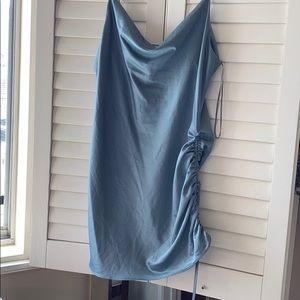 Ruched satin mini slip dress